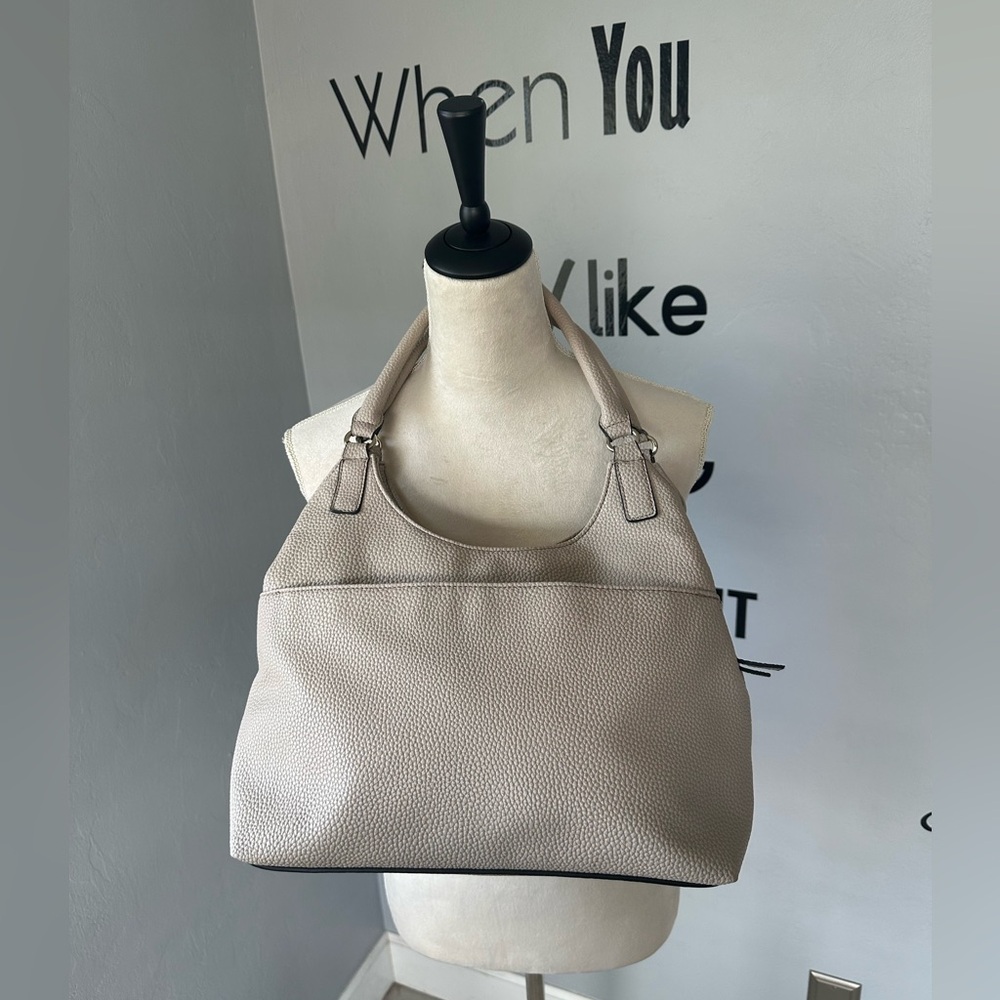 Apt. 9 Beige Hobo Bag with Zipper Accent